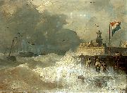 Andreas Achenbach Sturm an der Kuste oil on canvas